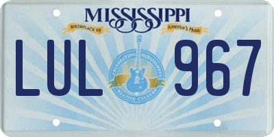 MS license plate LUL967