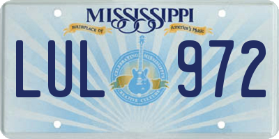 MS license plate LUL972