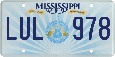 MS license plate LUL978
