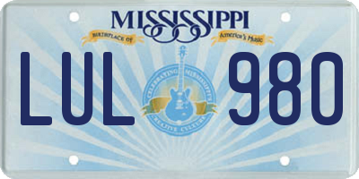 MS license plate LUL980