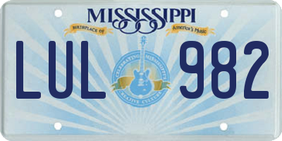 MS license plate LUL982