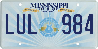 MS license plate LUL984