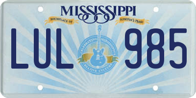 MS license plate LUL985
