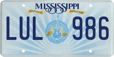 MS license plate LUL986