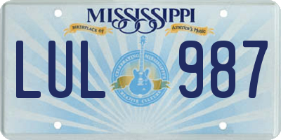 MS license plate LUL987