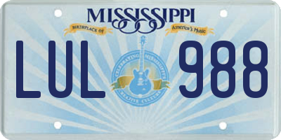 MS license plate LUL988