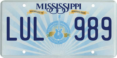 MS license plate LUL989