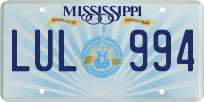 MS license plate LUL994