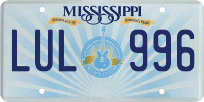 MS license plate LUL996