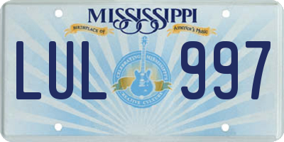 MS license plate LUL997