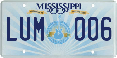 MS license plate LUM006