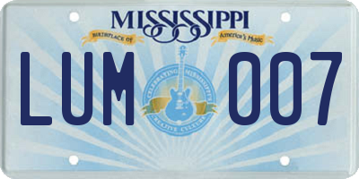 MS license plate LUM007
