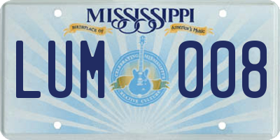 MS license plate LUM008