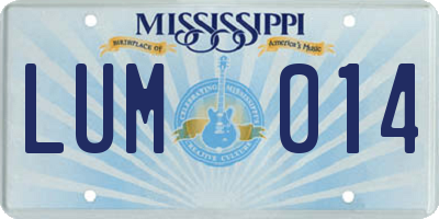 MS license plate LUM014