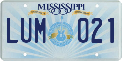 MS license plate LUM021
