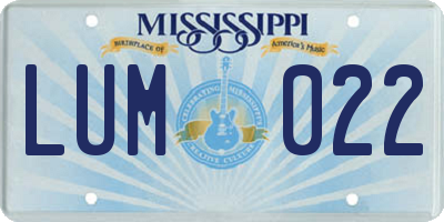 MS license plate LUM022