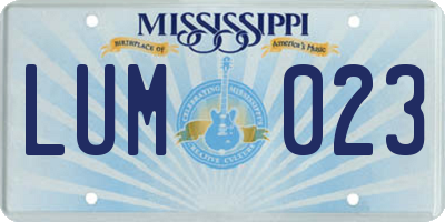 MS license plate LUM023