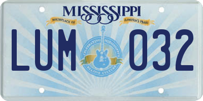 MS license plate LUM032