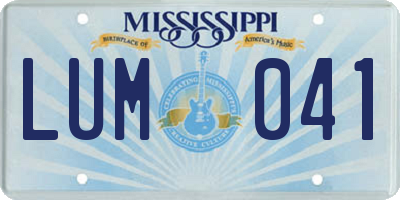 MS license plate LUM041