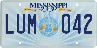 MS license plate LUM042