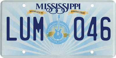 MS license plate LUM046