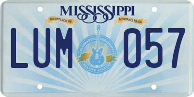 MS license plate LUM057