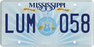 MS license plate LUM058