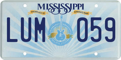 MS license plate LUM059