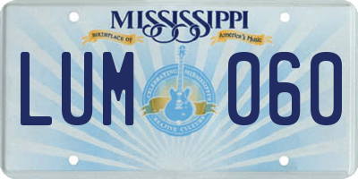 MS license plate LUM060