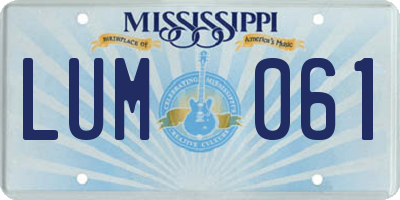 MS license plate LUM061