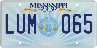 MS license plate LUM065