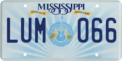 MS license plate LUM066