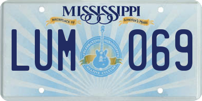 MS license plate LUM069