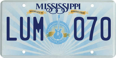 MS license plate LUM070
