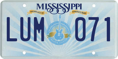 MS license plate LUM071