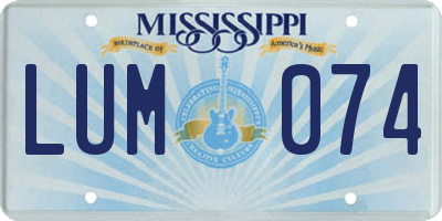 MS license plate LUM074