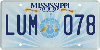 MS license plate LUM078