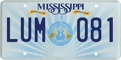 MS license plate LUM081