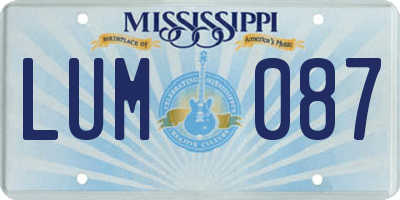 MS license plate LUM087