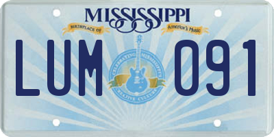 MS license plate LUM091
