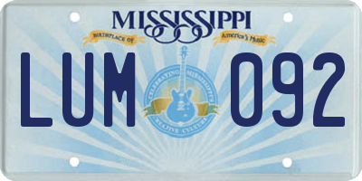 MS license plate LUM092