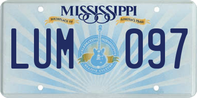 MS license plate LUM097