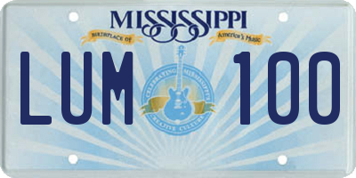 MS license plate LUM100