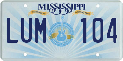 MS license plate LUM104