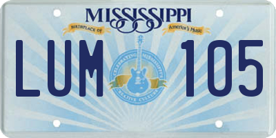 MS license plate LUM105