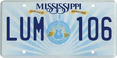 MS license plate LUM106