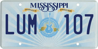 MS license plate LUM107