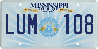 MS license plate LUM108