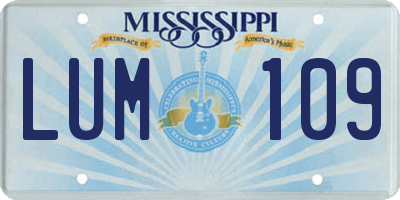 MS license plate LUM109