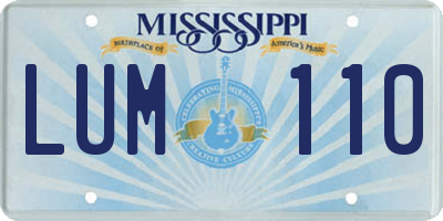 MS license plate LUM110